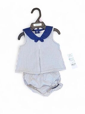 Carter's Blue & Navy Striped Collar Diaper Cover Set